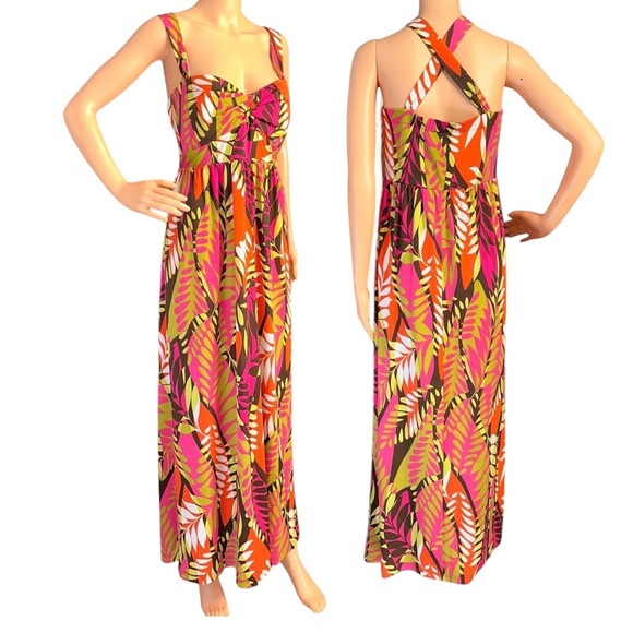 NWT Madison Leigh Tropical Maxi Dress Women’s Retro-Style Sleeveless ~ Sz 16 - Picture 4 of 7